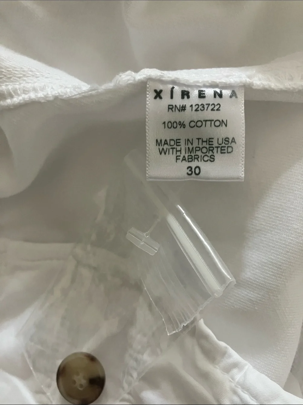 XiRENA Emmanuelle Pant- Blanc/White Lightweight Cotton Fit & Flare Cut Size 30